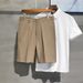 Men's Clothing Summer Thin Small Suit Shorts Slim Casual Pants Light Business White Mid Length Straight Pants_viptrois.com