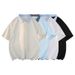 Men's American Style Short Sleeve T-Shirt Summer Collared Polo Heavyweight Preppy Color Block Loose Fitting Trendy Top_viptrois.com