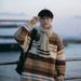Winter Striped Knitted Sweater Men's Retro Jacquard Sweater Loose Casual Pullover Sweater_viptrois.com