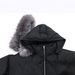 Unisex Winter Hooded Puffer Jacket With Detachable Faux Fur Collar - Loose Fit Thickened Warm Coat, Trendy Embroidery Design, Black (S/M/L/XL)_viptrois.com