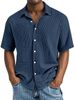 Men's Clothing Independent Station Men's Short Sleeved Lapel Shirt Double Layer Wrinkled Casual Shirt_viptrois.com