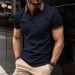 Men's Polo Shirt Solid Color Button Casual Fashion Short Sleeved T Shirt Men's Tops_viptrois.com