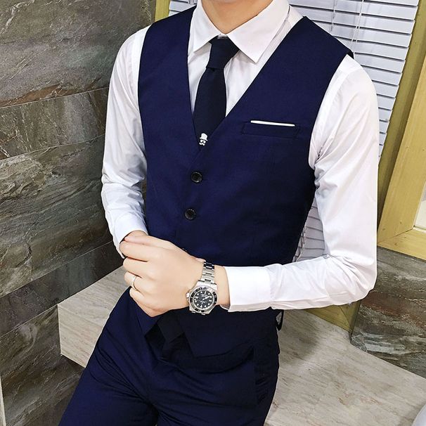 Men's Clothing 6 Color Men's Slim Vest Best Man Vest V Neck Single Breasted Vest S 6XL_viptrois.com