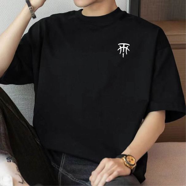 Trendy Loose Fashion Summer Top American Style New Men And Women Short Sleeve T-Shirt Printed Cotton Crew Neck_viptrois.com