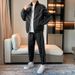 Men's Clothing Spring And Autumn Fashion Solid Color Stand Collar Windproof Outdoor a Complete Set Of Loose Large Size Casual Sports Suit_viptrois.com