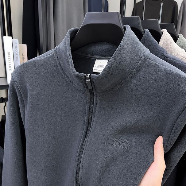 Men's Double-Sided Fleece Zipper Cardigan Jacket For Autumn And Winter, Casual And Versatile Outerwear, Warm Sweatshirt_viptrois.com