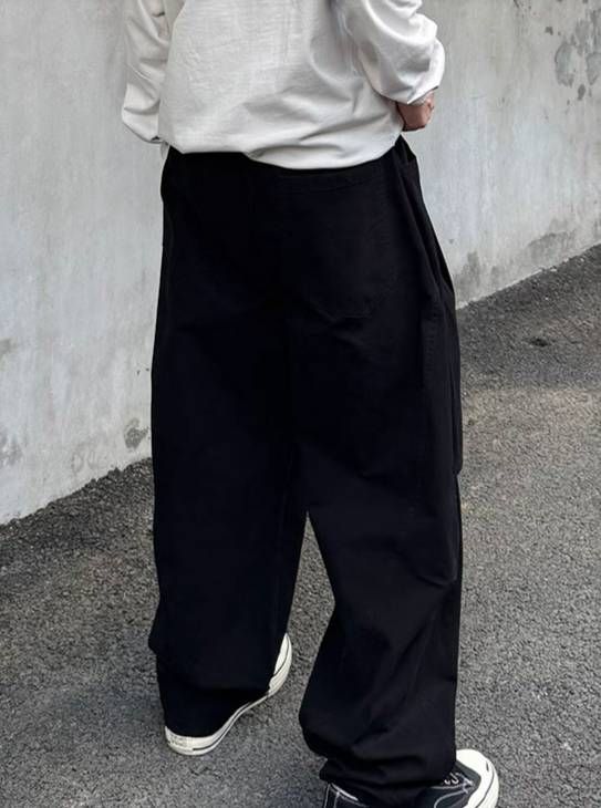 Men's Clothing Ins Style Washed Straight Leg Trousers, Hong Kong Style Men's Trousers, Versatile Cargo Trousers, Curved Cut Men's Casual Style._viptrois.com
