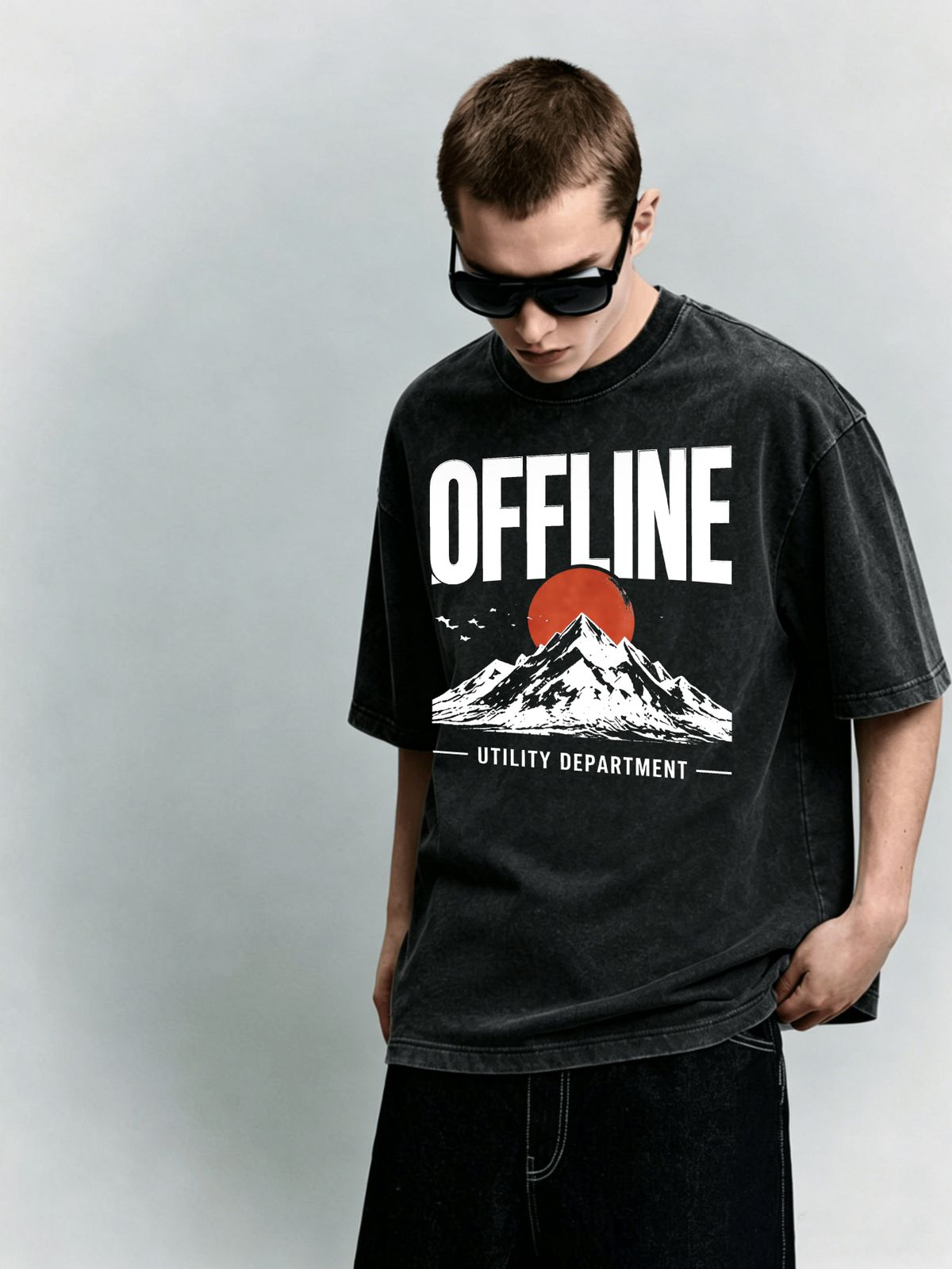 Men's Clothing Light Luxury T Shirt Short Sleeve Mountain Sunset Letter Printing Round Neck T-Shirts_viptrois.com