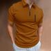 Men's Clothing Summer Polo Shirt Solid Color Zipper Henry Collar Sports Tops_viptrois.com