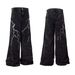 Niche Lightning Embroidered Wide Leg Jeans For Men, Spring/Autumn Style, American Street Style, Loose Fit, Casual Design, Washed Long Pants_viptrois.com