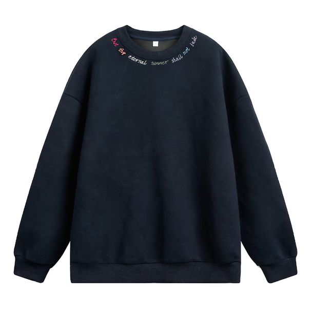 Vintage Heavyweight Crewneck Sweatshirt – Oversized Letter Print Unisex Hoodie (Black/Navy/Ash, M-5XL, Fleece-Lined)_viptrois.com