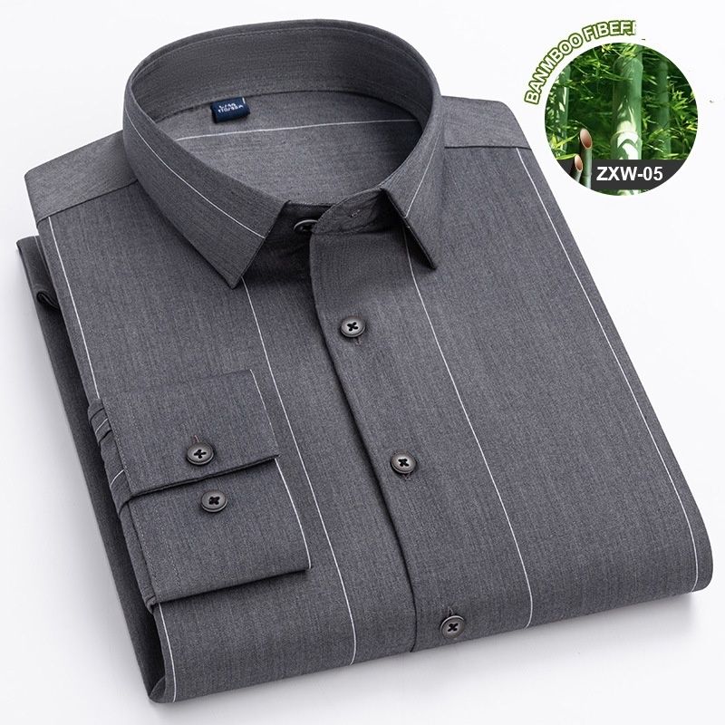 Men's Bamboo Fiber Print Shirt | Stretch & Wrinkle-Free Long Sleeve Casual Shirt_viptrois.com