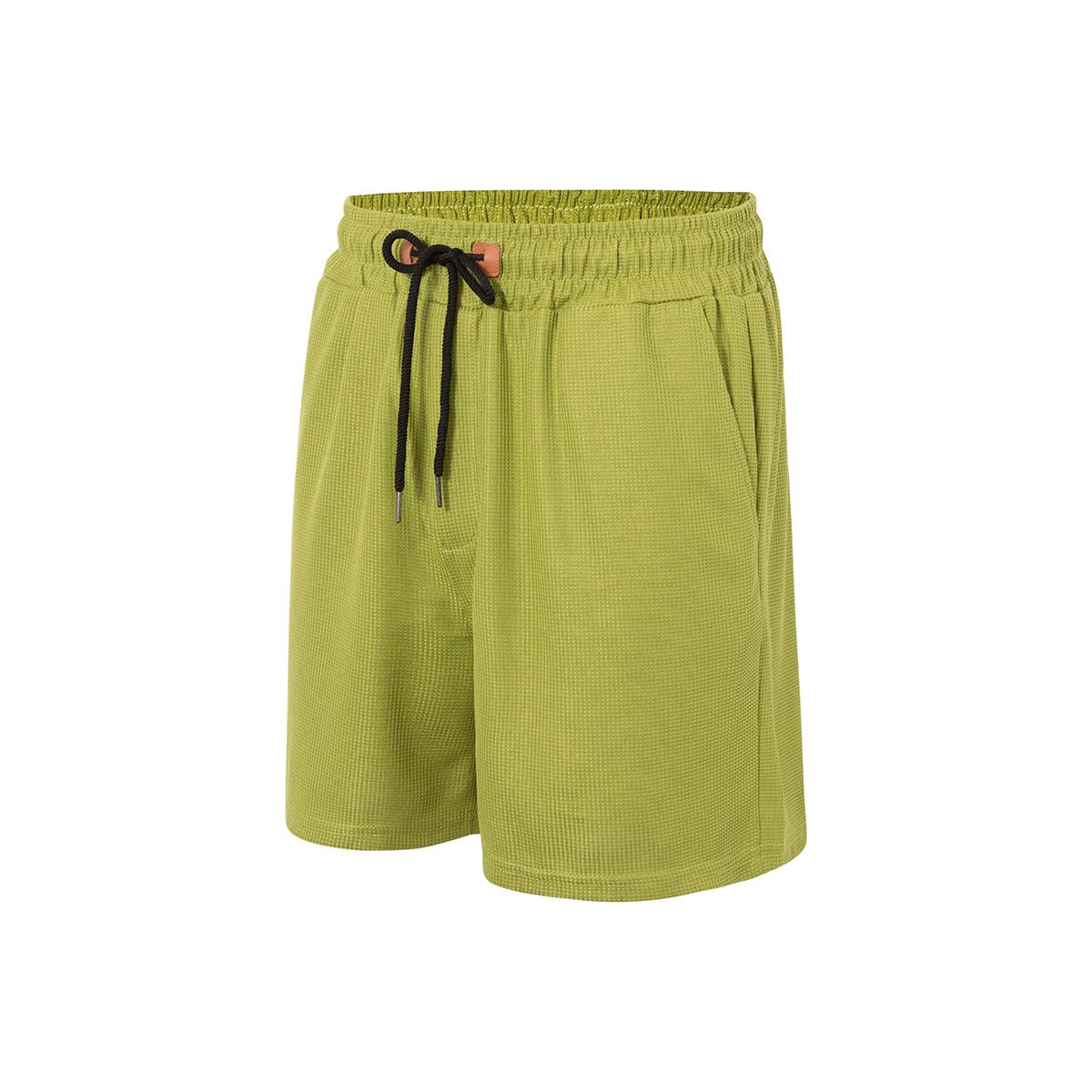 Men's Sports Casual Shorts Cross Border Waffle Solid Color Four Point Pants_viptrois.com