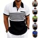 Men's Casual Summer Polo Shirt Color Block Waffle Stripe Short Sleeve Collared American Style Commuter Fashion_viptrois.com