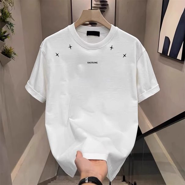Men's Clothing Trendy Short Sleeved Ins Pure Cotton Summer New Men's Printed T Shirt Trendy Men And Women All Match Round Neck T Shirt Men_viptrois.com