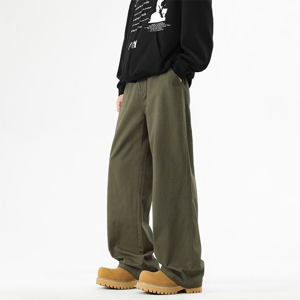 American Style Basic Diagonal Cut Versatile Casual For Men Spring And Autumn Slim Fit Tall Loose Draped Straight_viptrois.com