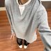 American Retro V-neck Hoodless Waffle Neck Sweater Men's Autumn And Winter Heavy Long-sleeved T-shirt_viptrois.com