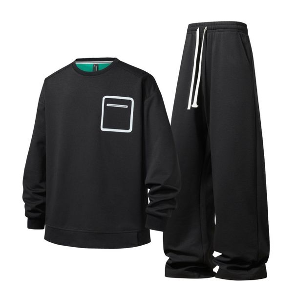 "Men's Casual Hoodie & Jogger Set – 300GSM Poly-Spandex Pullover With Straight-Leg Pants (Black/Medium Gray/Dark Gray) – Trendy Streetwear M-3XL"_viptrois.com