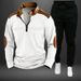 Spring And Autumn Hot Sale Fashion Men's Clothing Chest Ruffle Lapel Zipper Long Sleeve Polo Shirt Men's Suit_viptrois.com
