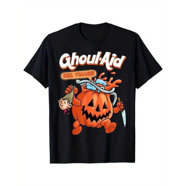 Camiseta Gráfica Calabaza De Halloween Ghoul Aid Para Hombres_viptrois.com