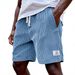 Men's Corduroy 5-Pocket Shorts - Wide Wale Casual Streetwear Knee-Length Shorts With Adjustable Waist For Urban Style & Outdoor Activities_viptrois.com