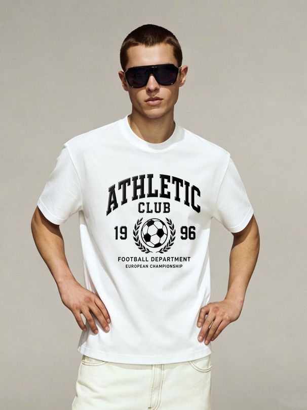 Relaxed Fit Athletic Club 1996 Cotton T-Shirt Men's Everyday Casual Streetwear Tee_viptrois.com