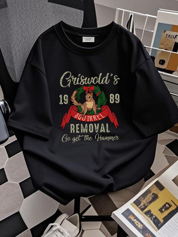 Griswold's Squirrel Removal Funny T-Shirt Christmas Vacation Retro Griswold Xmas Breathable Slightly Streetwear Stretched Casual Comfortable_viptrois.com