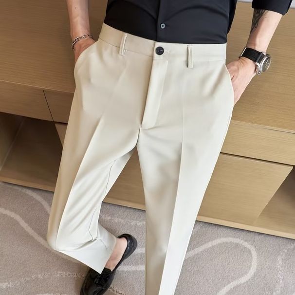 Men's Clothing Casual Nine Point Trousers Summer New Style Drop Feel Trousers Trendy Thin Straight Leg Long Trousers_viptrois.com