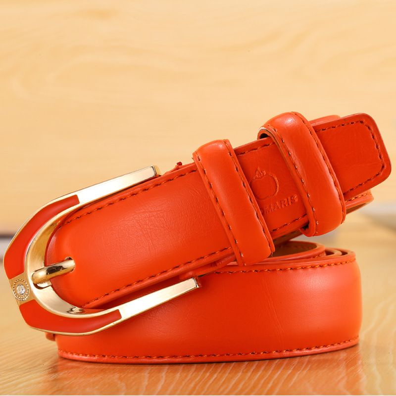 Women's Leather Pin Buckle Belt Fashion Women's 3.0 Thin Belt Candy Color Korean Style Casual Belt_viptrois.com