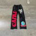 Men's Clothing High street national trend pants high street brand men and women loose printed trousers_viptrois.com