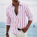 Men's Clothing Spring And AutumnNew Men's Yarn Dyed Striped Cotton And Linen Casual Loose Long Sleeved Shirt_viptrois.com