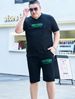 Men's Clothing plus size short-sleeved thin casual suit extra large sports shirt running T-shirt two-piece set_viptrois.com