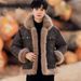 Men's Clothing Warm Coat Fur And Leather One Piece Large Fur Collar Lapel Velvet Jacket Casual Fashion Cotton Coat Warm_viptrois.com