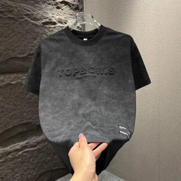 2025 Summer New Fashionable And Versatile High Quality Ice Silk Light Luxury Explosive Men's Short Sleeved T-shirt_viptrois.com