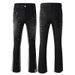 Men's Vintage Rock & Roll Flared Jeans With Rhinestone Embellishments & Patchwork Design - High Waisted Cotton Denim Pants For Urban Street Style_viptrois.com