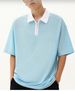 Pearl Cotton Half-zipper Men's Shirt Trendy Brand Loose Contrasting Color Short-sleeved Paul Couple Shirt Trendy Contrasting Color_viptrois.com