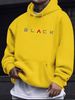 Men's Autumn And Winter Casual Fashionable Loose Hooded Sweatshirt BLACK Letter Pattern Printed Warm Long Sleeved Pullover_viptrois.com
