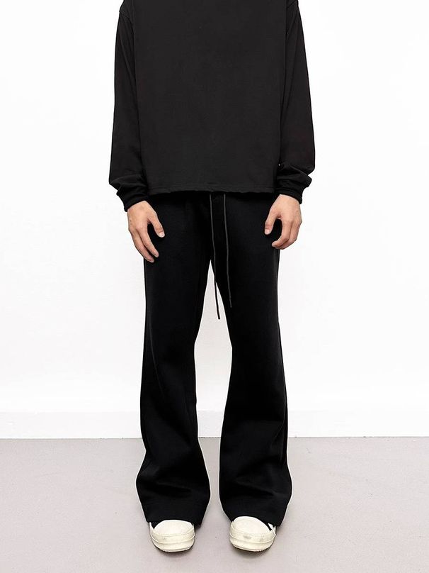 Men's Clothing Solid Color Loose Flared Pants Men's Long Sweatpants Versatile Casual Elastic Waist Wide Leg Flared Pants_viptrois.com