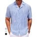 Men's Clothing Summer Men's Tops Cuban Collar Short Sleeve Shirt Loose Half Sleeve Non Iron Shirt_viptrois.com