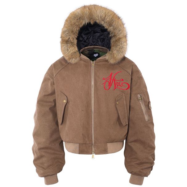Men's Clothing American Retro Letter Heavy Embroidery Pilot Detachable Hooded Cotton Jacket Men's Winter Thick Cotton Coat_viptrois.com