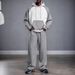Men's Fleece-Lined Hooded Sweatshirt & Jogger Pants Set - Casual Loungewear With Color Block Design For Autumn Winter_viptrois.com