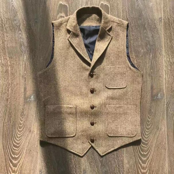 Khaki Hunting Suit Multi Pocket Herringbone Coarse Nylon Casual Vest Processing_viptrois.com