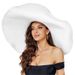 Women's beach straw fashionable oversized wide brimmed hat, summer handmade curled edge soft fur sun hat_viptrois.com