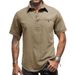 Men's Clothing Button Lapel Pocket Fashion Short Sleeved Shirt_viptrois.com