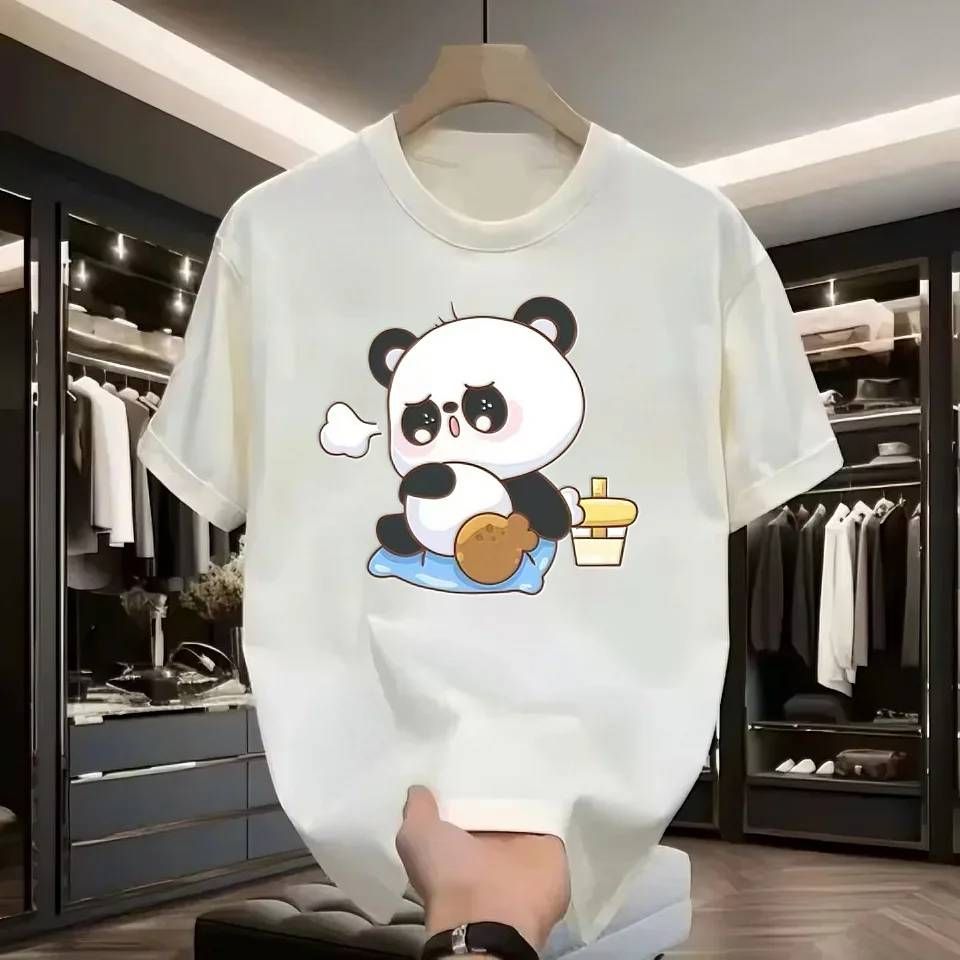 Casual Urban Fashion For Men & Women Panda Graphic Print T-Shirt Oversized Relaxed Fit 100% Cotton Unisex Streetwear_viptrois.com