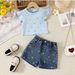 Mother & Kids New Autumn Style Girl's Long-sleeved Round Neck Waist Top And Jeans Two-piece Set_viptrois.com