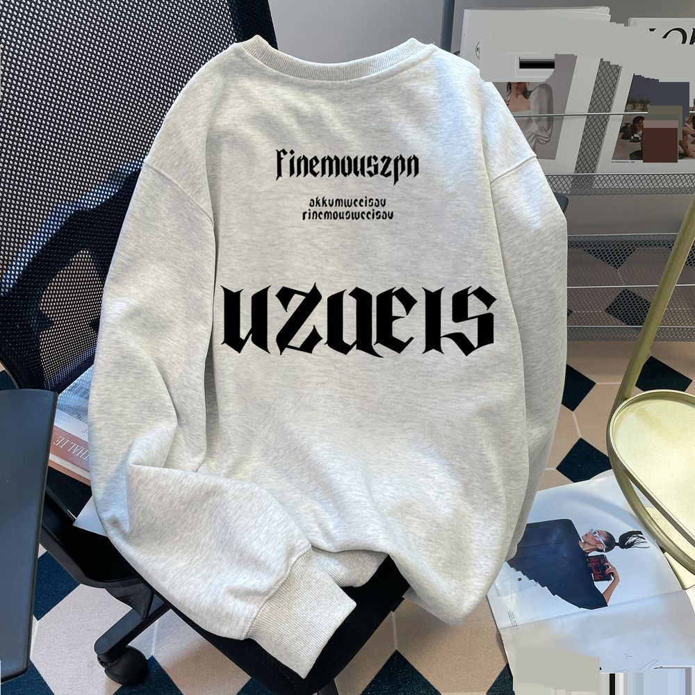 Pure Cotton Cold Department High-end Fleece Thickened Crew Neck Sweater 2024 Autumn And Winter Fashion Foreign Loose Tops And Clothes_viptrois.com