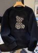 Unisex Heavyweight Sweatshirt – Premium Fleece-Lined Pullover, Oversized Fit, Soft Velvet & Cotton Blend (Black/White, S-5XL)_viptrois.com