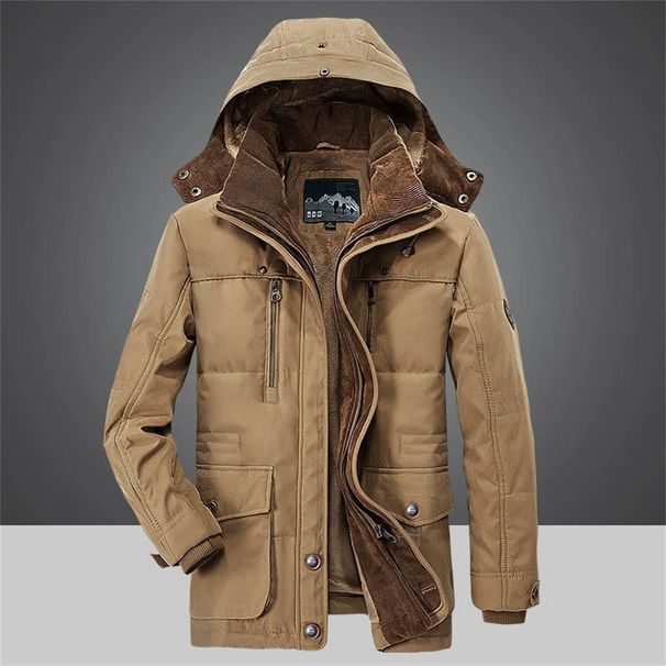 2025 Winter Plus Size Warm Coat Men Vintage Medium Long Length Fleece Lining Extra Thick Multiple Pockets Loose Hooded Cotton-Padded Jacket M-7XL_viptrois.com