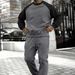 Men's Plus Size Fleece Hoodie & Jogger Set - Loose Fit Casual Sportswear For Running & Gym - Polyester Blend (Black/Dark Grey/Light Grey)_viptrois.com